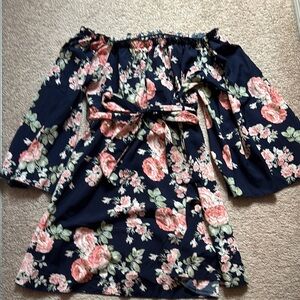 SHEIN Floral Off-Shoulder Mini Dress. Xxl